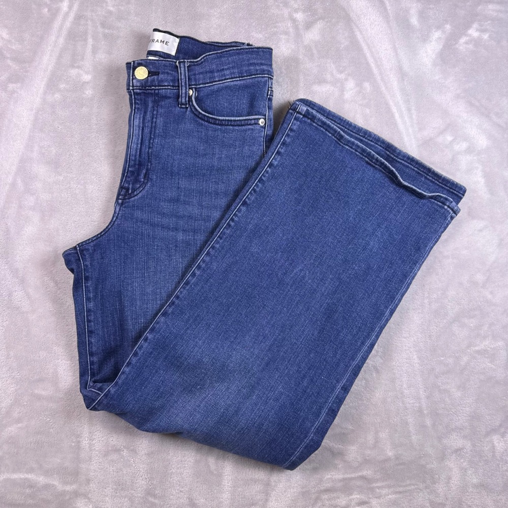Frame Pony High Rise Wide Leg Jeans Blue Dark Wash OPLSP793 Size 28